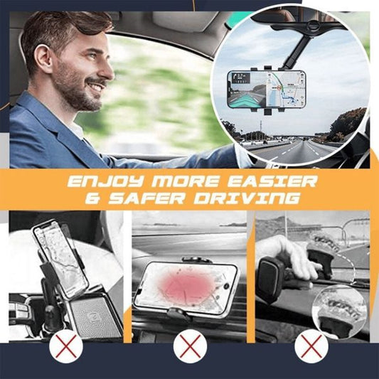 Rearview Mirror Phone Holder For Car Multifunctional 360° Rotatable Retractable Car Phone Holder Mount,universal Cell Phone Holder Fit All Car And Phone